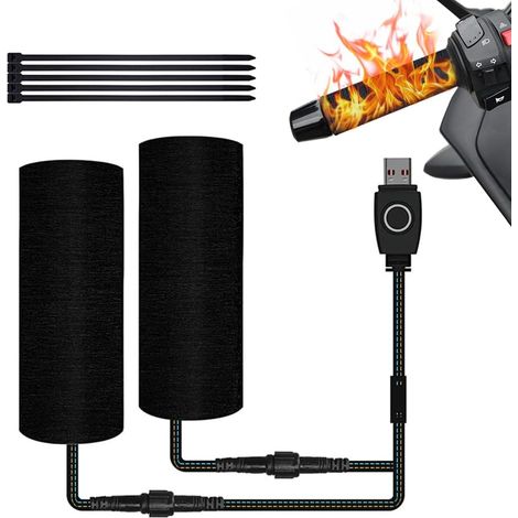 Paar universelle 5V 22mm Heizgriffe für Motorrad und Fahrrad - Intelligente dreistufige Temperaturregelung - Universeller beheizter Lenker (USB-Heizgriff) (1/5)