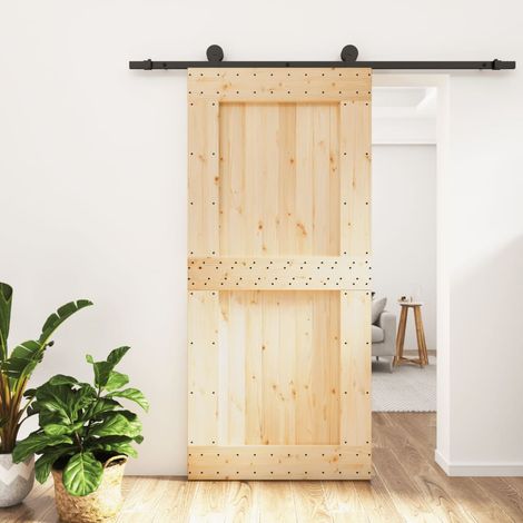 Puerta corredera con herrajes madera maciza de pino 95x210 cm vidaXL (1/5)
