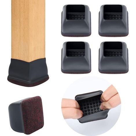 Chair Leg Protectors 36-56mm, Chair Leg Covers, 32 Pieces Square-Black Furniture Cups Chair Leg Caps, Smooth Moving Chair Leg Protectors (1/5)