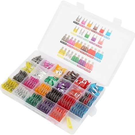 Kit de 254 fusibles à lames, petits et moyens, de 2 A à 40 A, pour autoradio, phares et feux arrière. (1/5)