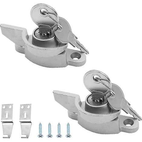 Set Of 2 Zinc Alloy Kitchen Cabinet Knobs Security Window Lock With Key Door Handle (color: Silver, Type: Right) (1/3)