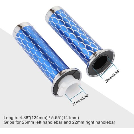 Poignées de guidon de moto, gants de guidon HOMAG modifiés, poignées de guidon en aluminium, 124 mm/141 mm, bleues. (1/4)