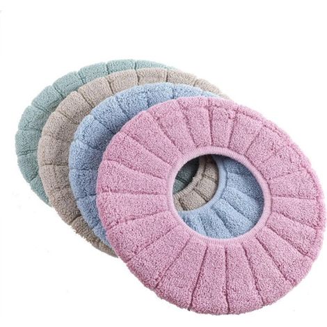 Set of 4 soft, washable, pink/blue/beige/green retractable toilet seats (31 x 31 x 1 cm), suitable for most toilet types. (1/5)