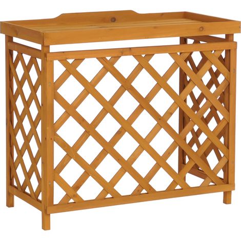 Cache pour climatiseur/échangeur thermique HHG-070, cache en bois certifié MVG 78 x 90 x 45 cm, couleur naturelle