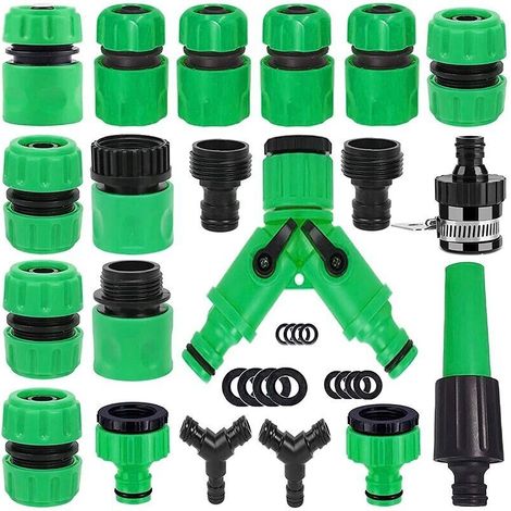 Ensemble de connecteurs de tuyaux d'arrosage, embouts de 3 robinets, raccords rapides, réparation de joints, accessoires d'irrigation, vert