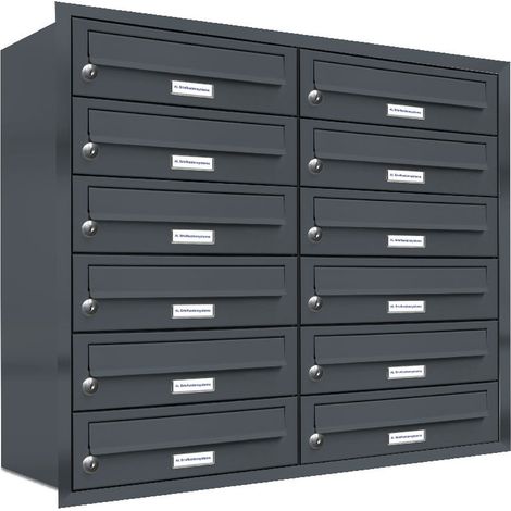 12er Briefkasten Anlage Unterputz Montage RAL 7016 Anthrazit (1/5)
