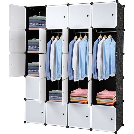 20 Cube Organisateur, Étagères de Rangement Cubes en Plastique Empilables, Étagères Modulaires avec Tige de Suspension, 140 x 45 x 175 cm (1/5)