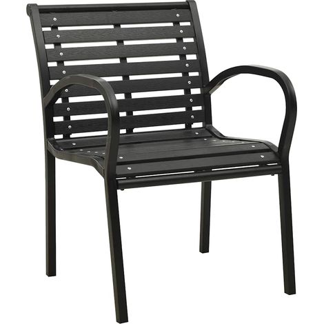 Maison Exclusive - Sedie da Giardino 2 pz in Acciaio e WPC Nere (1/5)