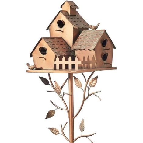 Maison Pour Oiseaux - Support En Métal Doré - Pour Jardin Cour Arrière Terrasse Extérieur - Hauteur Réglable En 3 Parties - 1 Pièce (1/2)