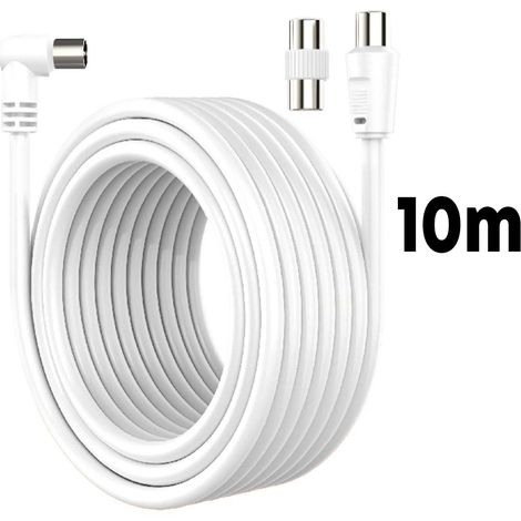 Cavo Coassiale Antenna TV con Connettore ad Angolo Retto Maschio Maschio Adattatore Femmina Femmina Incluso 10m Supporta HD UHD 4K (1/3)