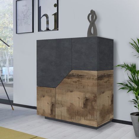 Credenza 2 ante linea Galassia in finitura effetto Pietra e Acero Pereira (1/4)