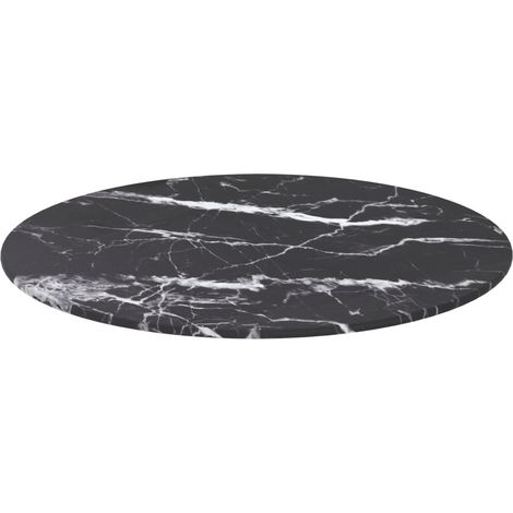 Maison Exclusive - Dessus de table noir Ø50x0,8cm verre trempé avec design marbre