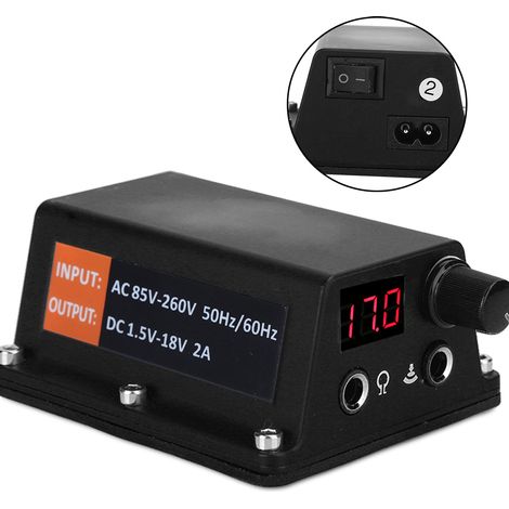 Écran LCD pour Alimentation Tatouage Antidérapant, Machine à Tatouer Portable (85V-260V) avec Prise UE (1/5)