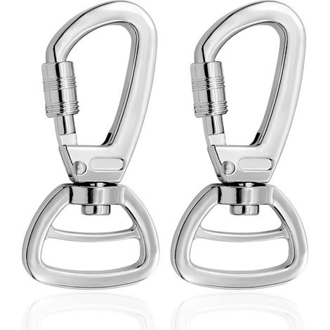 Mousqueton Laisse Chien, 2pcs Mousquetons Pivotant en Alliage Zinc avec Verrouillage Mousqueton à Vis Charge Lourd Porte CléS Clip (1/5)