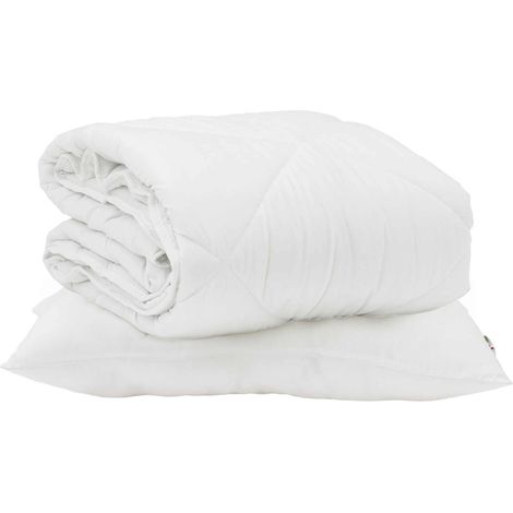 Duvet d'été simple avec oreiller 2 pcs Blanc Microfibre (1/5)