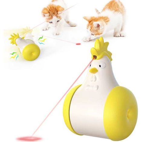 Wiederaufladbarer elektrischer Trinkbecher mit USB-Anschluss, Geräuschen, Laser und Quietscher, interaktives Hühner-/Katzenspielzeug (1/5)
