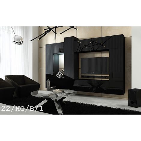 Ensemble meuble TV CONCEPT 22-HG-B-1 noir brillant 273 cm (1/2)