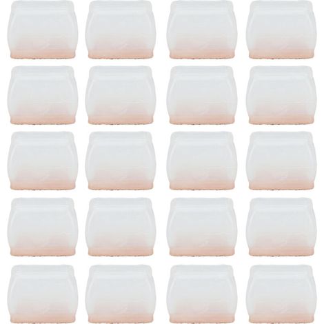 Protège-Jambes de Chaise Transparent 20 Pièces Rectangulaire en Feutre de Caoutchouc Mouvement Lisse Résistant à l'usure Muet pour Plancher de Bois Franc (S)