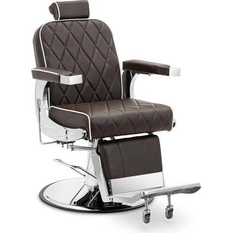 Sillón de peluquería con reposapiés 71 cm 150 kg marrón acero inoxidable aluminio PVC espuma sintética marrón 140008948
