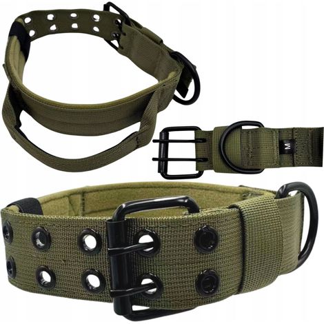 Breites, robustes, verstellbares Hundehalsband aus Band mit Griff, Länge 45-55