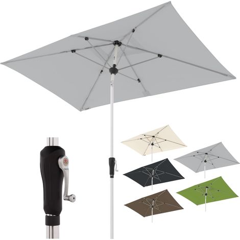 Parasol Alu Crank 220x140 cm, Gris clair, manivelle, UV 80+ (1/5)