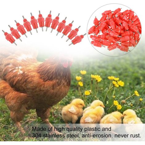 Lot de 50 abreuvoirs à tétine pour poulets, canards et volailles, en PVC 3/4'' (1/5)
