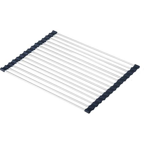 Égouttoir pliable pour évier en TPE noir, support vaisselle compact (1/5)