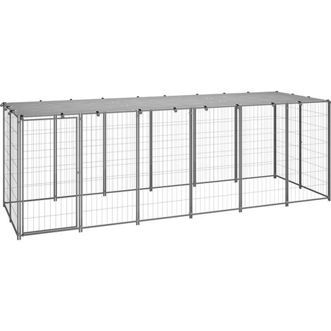 Helloshop26 – Chenil extérieur enclos pour chien 330 x 110 x 110 cm – Acier robuste avec toit résistant aux intempéries – Porte avec loquet de sécurité (1/5)