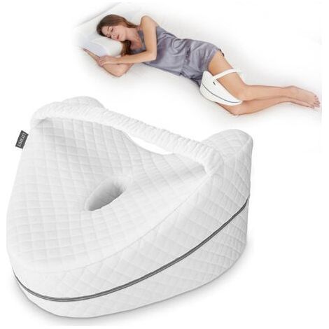 Leg Pillow Orthopedic Knee Pillow Ergonomic Knee with Memory Foam for Sleeping for Pressure Relief - Hips, Legs, Knees, White (1/4)