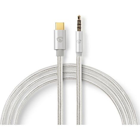 Adaptador usb c usb 20 usb c macho macho de 35 mm 100m redondo chapado en oro trenzado nailon aluminio caja con ventana cubierta