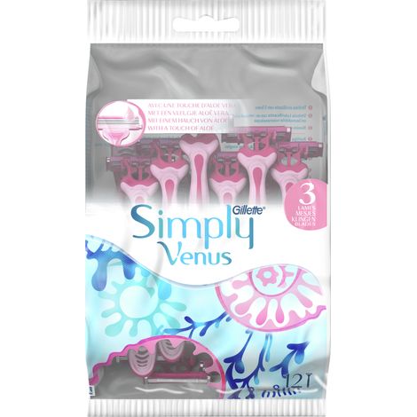 Venus Gillette Simply Venus 3 : 12 rasoirs, rasage en douceur