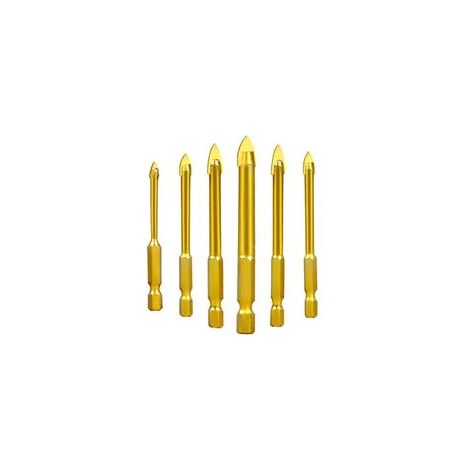 Forets Tungstène Titane Verre Céramique Carrelage Queue Hexagonale 3-10mm Lot de 6 Outils Perçage Précision (1/4)