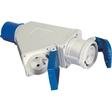 Adaptateur fiche mâle CE17 avec 2 prises femelles à clapet (1/3)