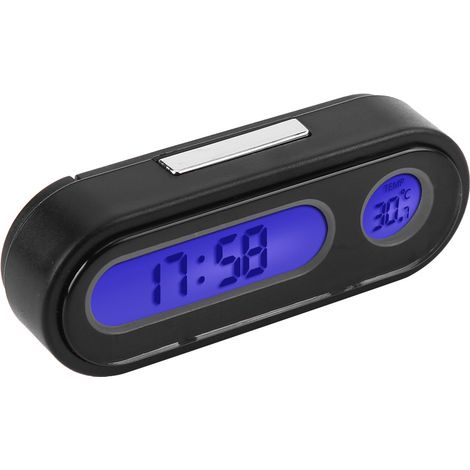 Horloge numérique LED 2-en-1 pour voiture, thermomètre voltmètre électronique miniature, affichage de l'heure et de la température intérieure du véhicule (1/5)