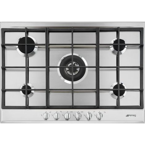 Smeg P272XGH. Colore del prodotto: Acciaio inox, Posizionamento dell'apparecchio: Da incasso, Dimensione della larghezza del piano cottura: 75 cm. Bruciatore piccolo: 1100 W, Bruciatore medio: 1700... (1/9)