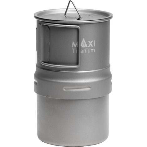 Cafetière de camping en titane Moka Pot à café French Press Camping Cafetière pour l'extérieur, les voyages, les pique-niques, la randonnée, le jardin, le feu de camp, 5 oz chaque brassage, (1/5)