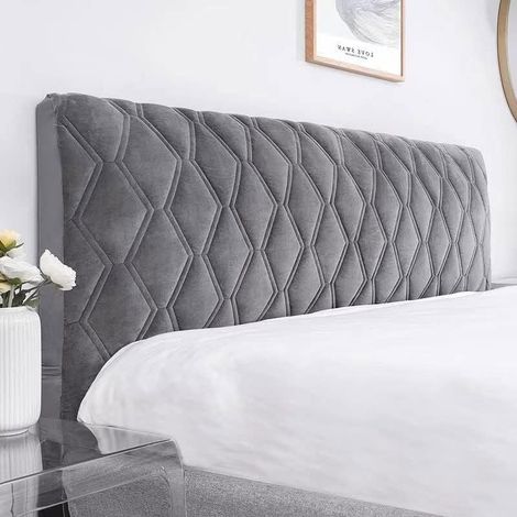 Housse Tête De Lit 140, Protecteur Housse Tête De Lit avec Côté Extensible, Housse De Tête De Lit Lavable Anti-poussière (Color : Dark Gray, Size : 140cm) (1/4)