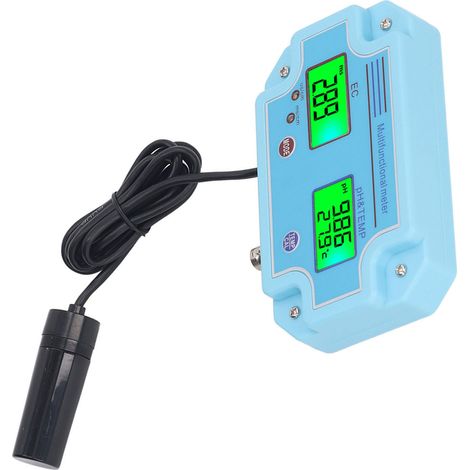 Testeur numérique LED de qualité de l'eau pour aquarium : mesure de la température, du pH et de la conductivité électrique. Analyseur avec prise européenne 230-240 V. (1/5)