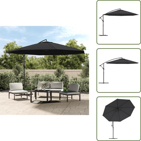Parasol de jardin en porte-à-faux avec mât en aluminium noir - Parasol De Jardin - Parasol Suspendu - Parasol Extérieur - Parasol Rectangulaire - Parasol Noir (1/5)