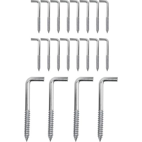 MINKUROW 20 Pack M4 Ganchos De Tornillo Tornillo De Esquina L Ganchos Tornillo Tornillos De Acero Al Carbono Para Colgar Plantas Utensilios De Cocina Campanas De Viento, 63 x 22 Mm (1/5)