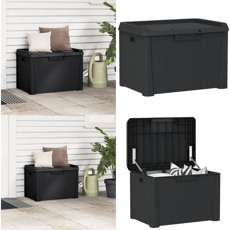 Boîte de rangement de jardin anthracite 125 L PP - Coffre De Jardin - Rangement Extérieur - Boîte De Rangement - Meuble De Jardin - Boîte De Rangement Étanche - Home & Living (1/5)