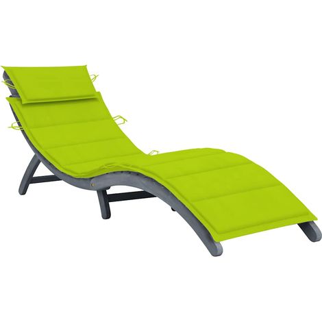 Chaise longue avec coussin Gris Bois d'acacia solide