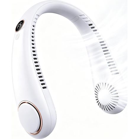 Ventilador de cuello, soplador de aire sin aspas con 5 velocidades  Ventilador personal para hombres, mujeres, camping, actividades al aire libre, playa, viajes, deportes, oficina, trabajo (1/5)