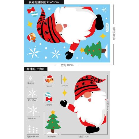 Autocollants statiques Père Noël, autocollants de Noël, autocollants pour vitrines, décorations de Noël, stickers pour fenêtres