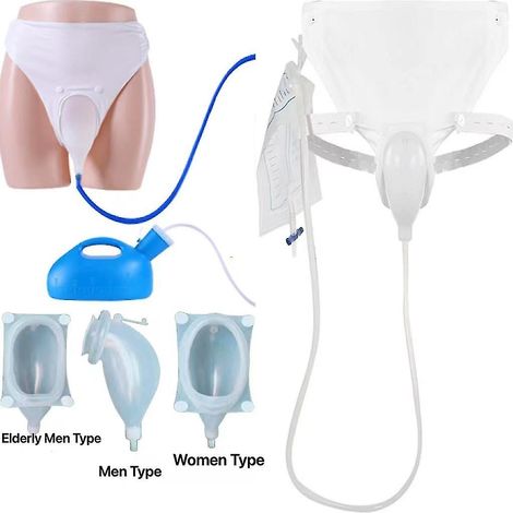 Collecteur d'urine en silicone, 3 modèles, avec 2 poches à cathéter, adapté aux hommes et aux personnes âgées (1/4)