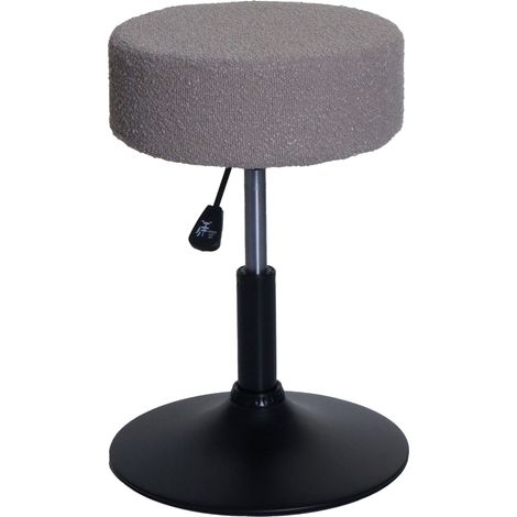 Sgabello da trucco moderno e regolabile 37 x 37 x 57 cm comodo ed elegante in tessuto bouclé color tortora 040009938