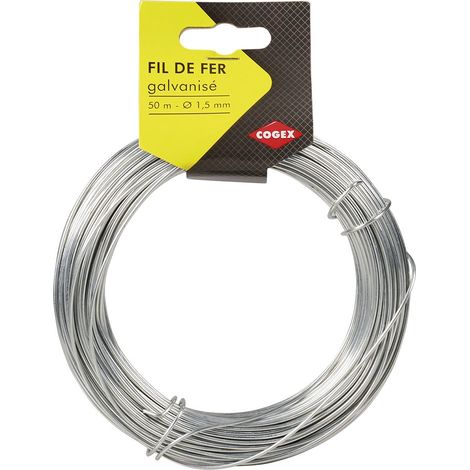 Fil de fer galvanisé - COGEX - 50m - Diamètre 1,5mm - Acier galvanisé - Résistant - Souple (1/4)
