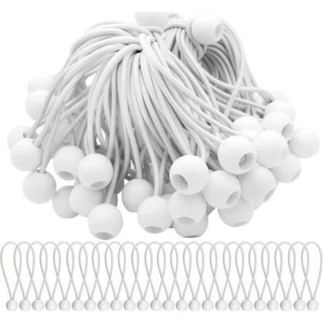 Lot de 75 Tendeur Elastique Cordons Élastiques avec Boules Sandow Elastique Boules Elastiques pour chapiteaux, tentes, bannières et bâches (1/4)