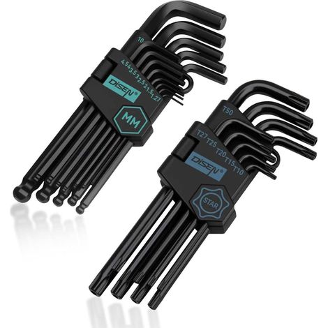 Innensechskant Schlüsselset Kugelkopf Lang Torx T10 T50 22PCS (1/5)