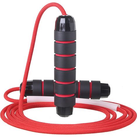 Corde à sauter légère et anti-nœuds avec roulements à billes - Réglable pour le fitness, le WOD, le MMA et l'entraînement - Rouge